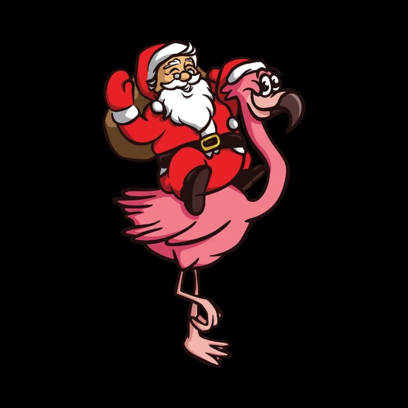 Flamingo Weihnachtsmann Comic Santa Claus XMAS