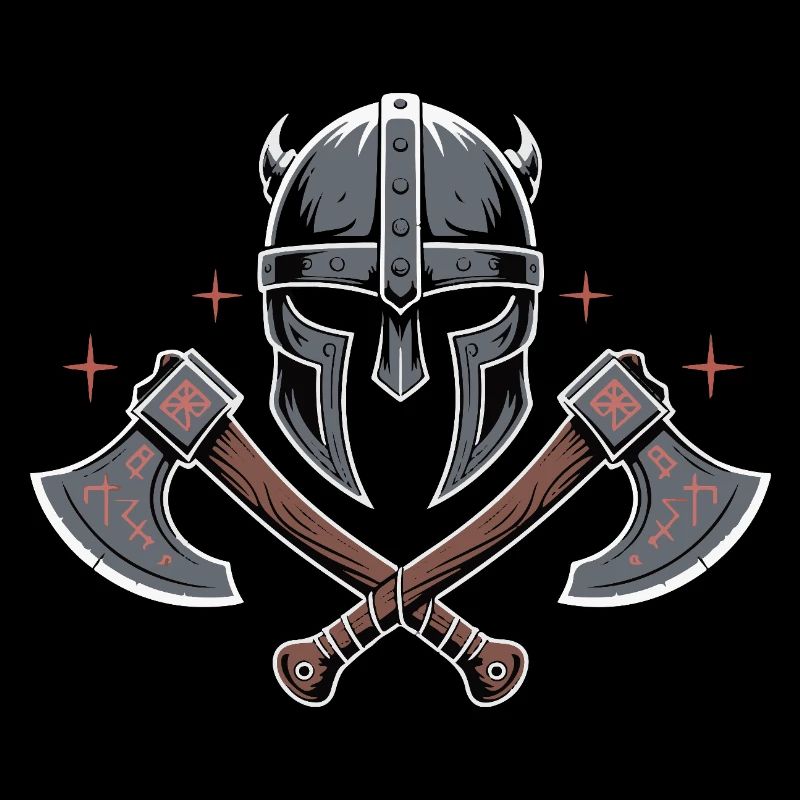 Casque et haches de style barde viking
