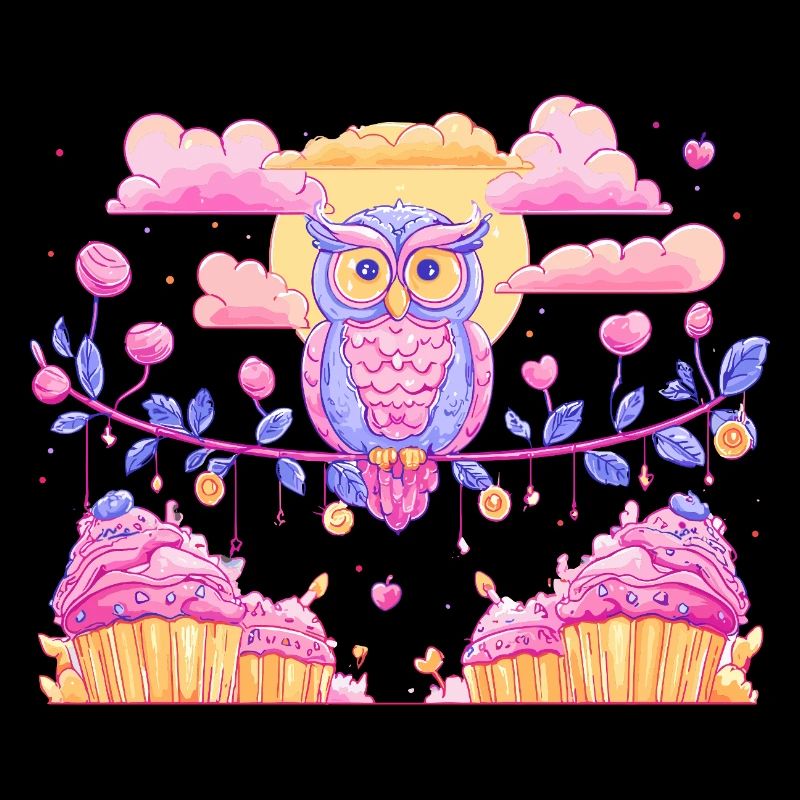 Pastel owl magic over cupcakes