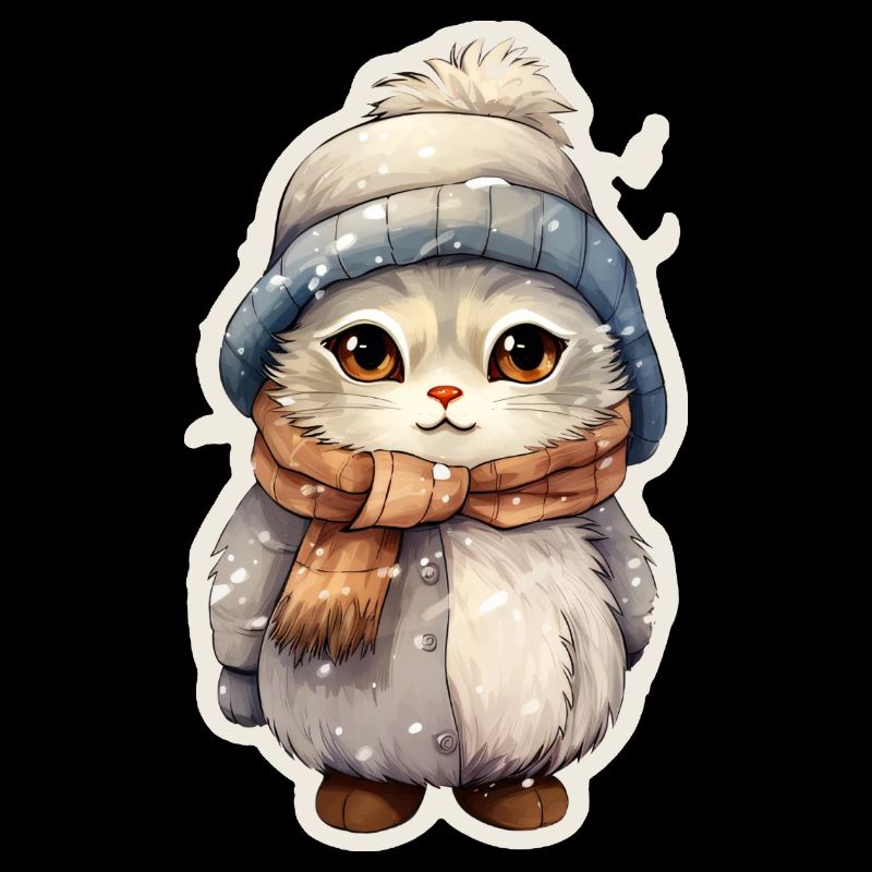 chat mignon en hiver