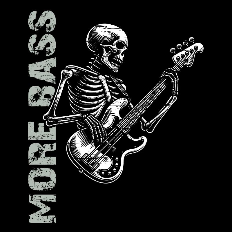 Crâne de squelette avec guitare basse et basse Saying More