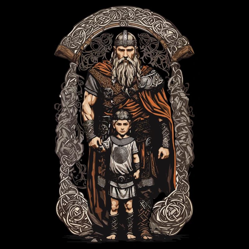 Father with Son Norse Viking Warrior
