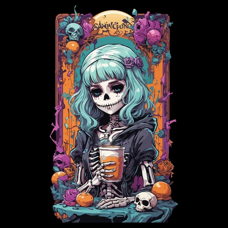 Gothic Girl Pumpkin Spice Latte Fall Design