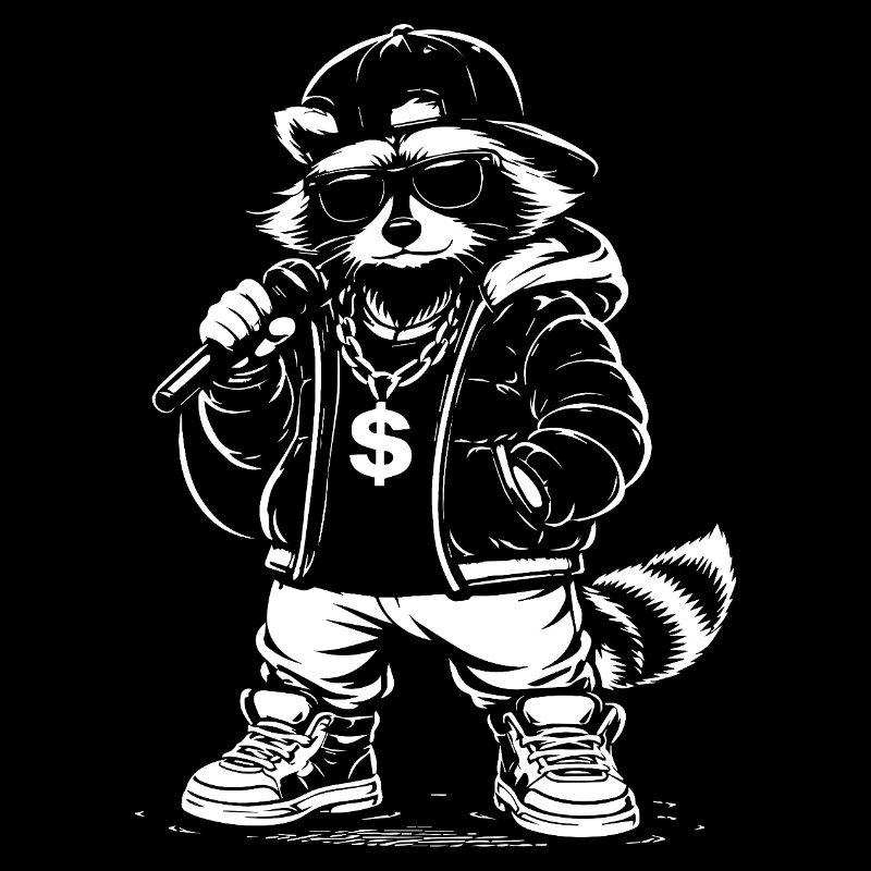 Rappender Waschbär mit Bling