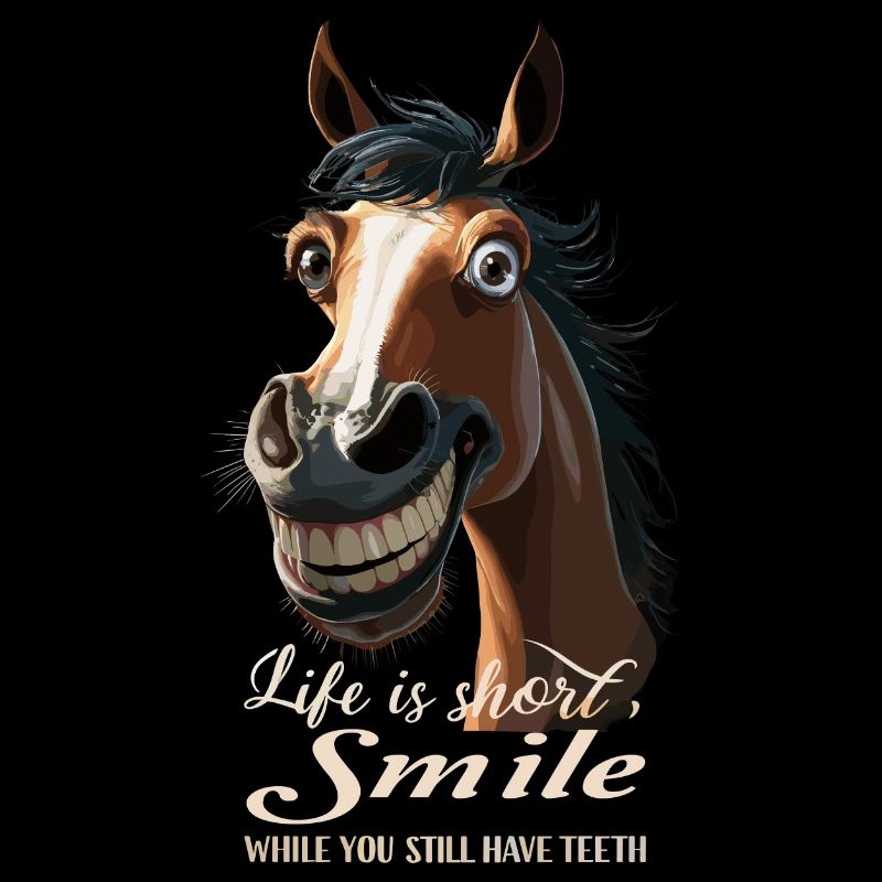 Horse laughs and shows teeth