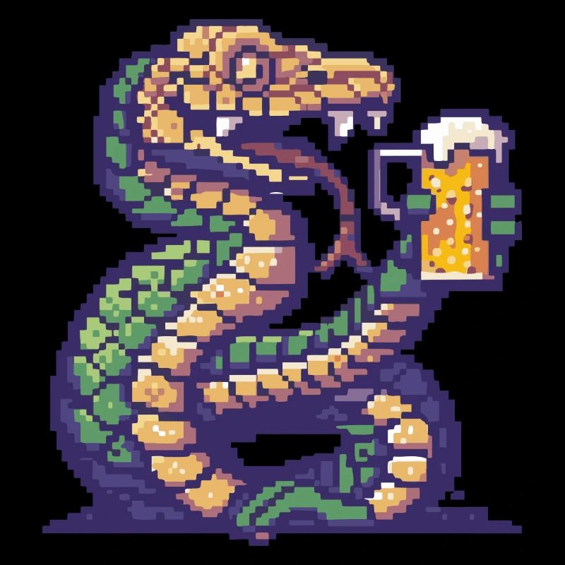 Serpent Cobra Bière Pixel