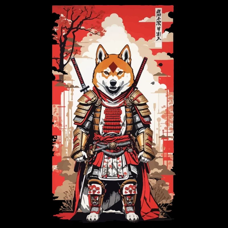 Shiba Chien Samouraï Ukiyo-E Chien Design
