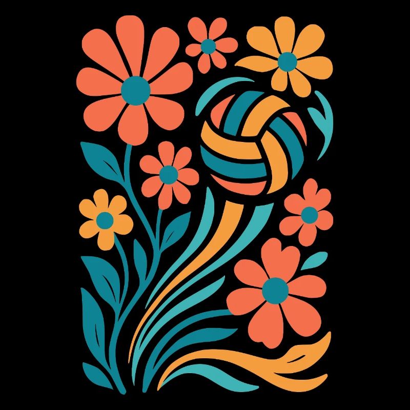 Fleurs abstraites avec volley-ball