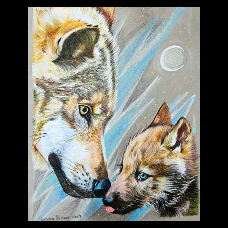 Wolfmama und Wolfjunges