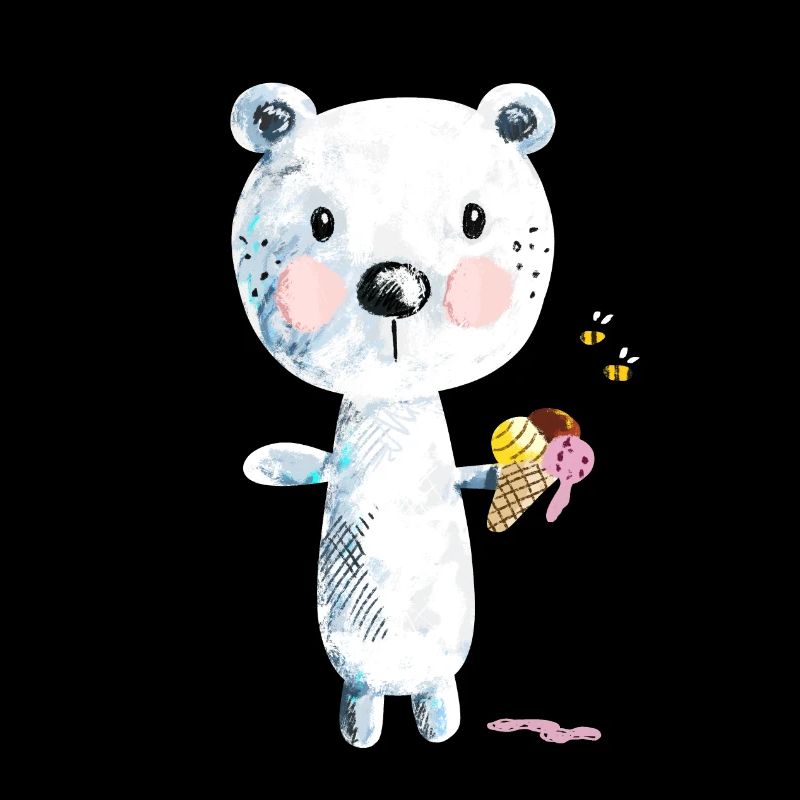 Cute Polar Bear With Ice Cream And Bees Comic