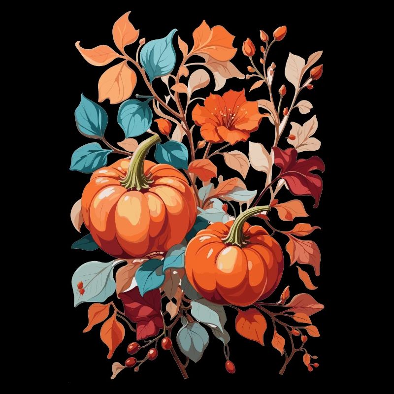 Pumpkin with leaves