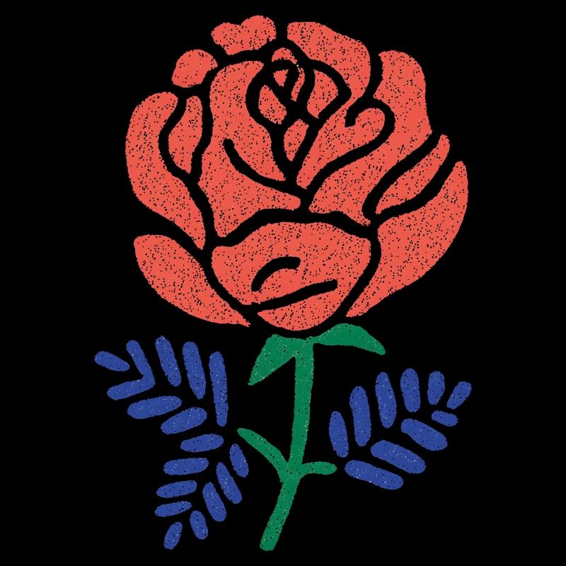 Rose corail aux feuilles bleu-vert