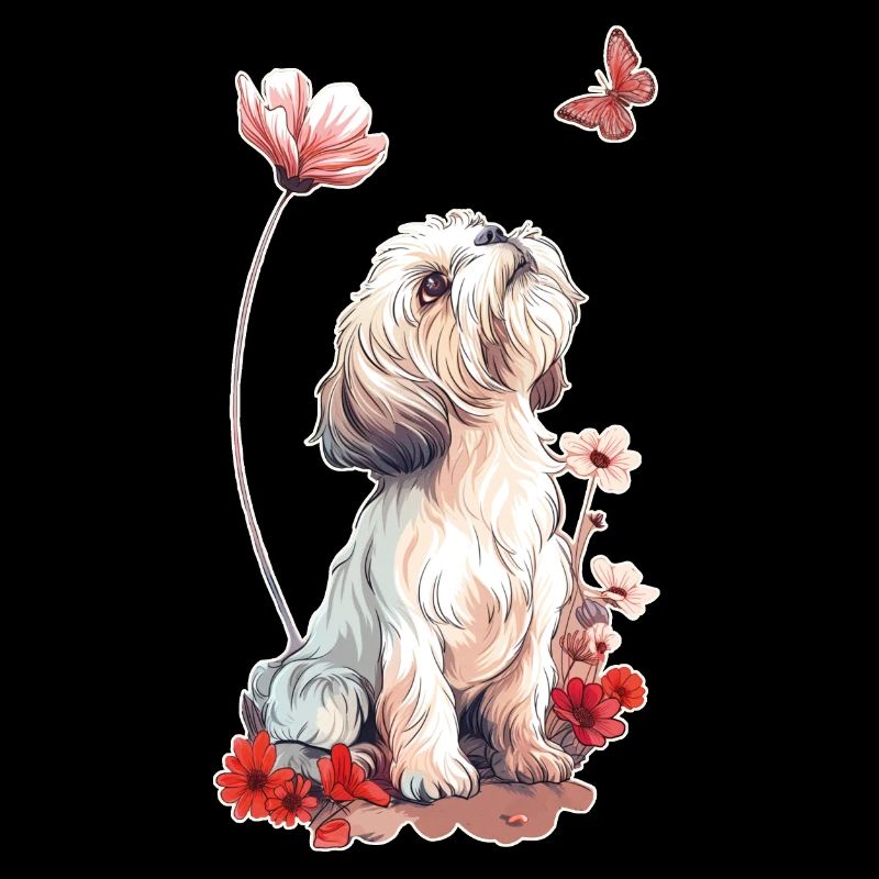 Shih Tzu et papillon