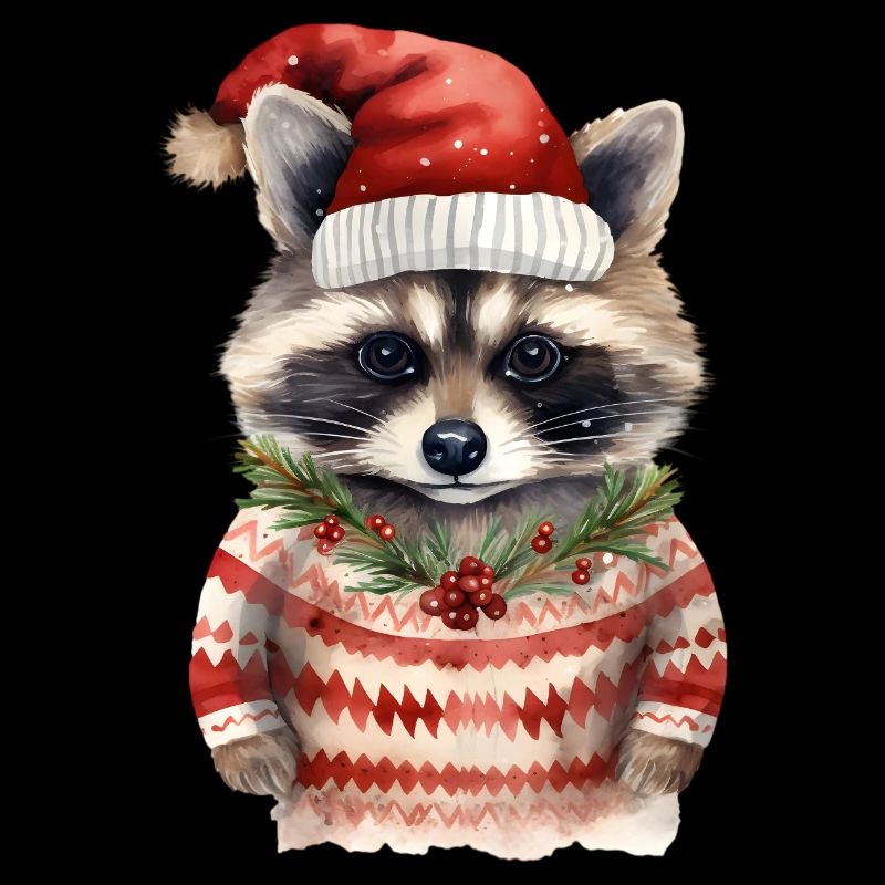 Waschbär Weihnachtspullover