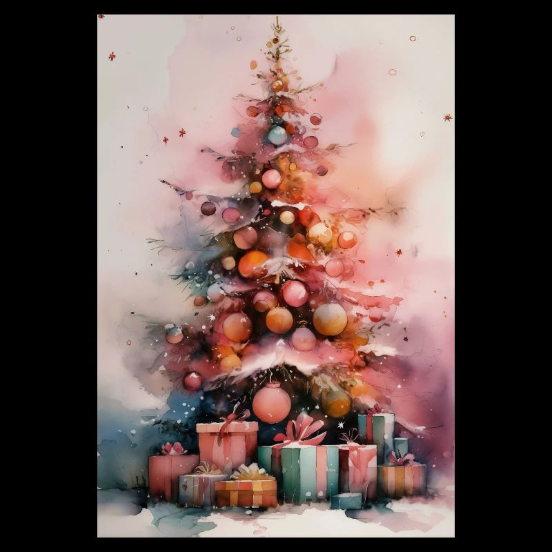 Arbre Noël aquarelle pastel