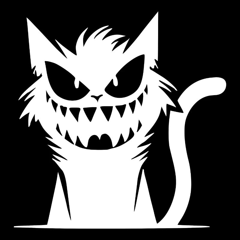 Wild grinning cat crazy look
