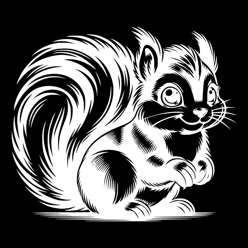Kleines putziges Eichhörnchen Bleistift Zeichnung