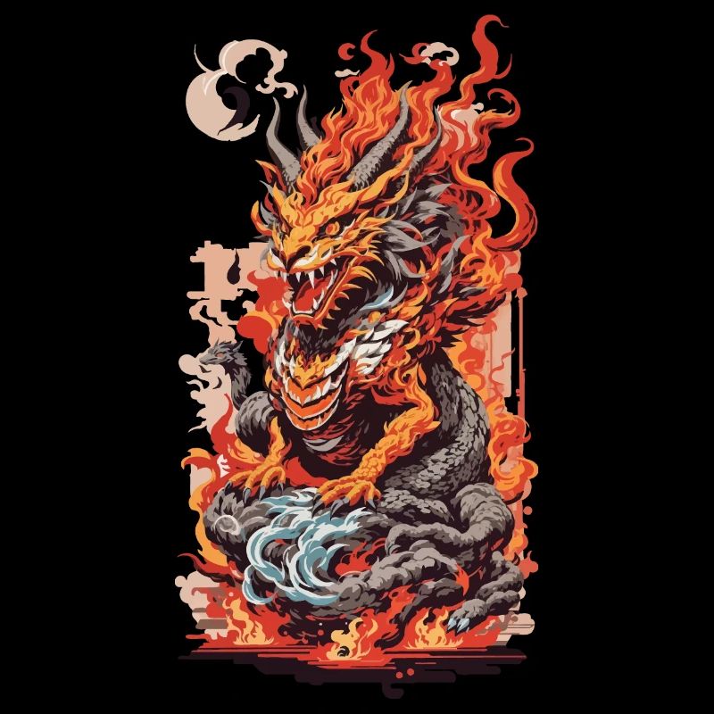 Asiatischer Drache Ukiyo-E Kunststil Ästethik