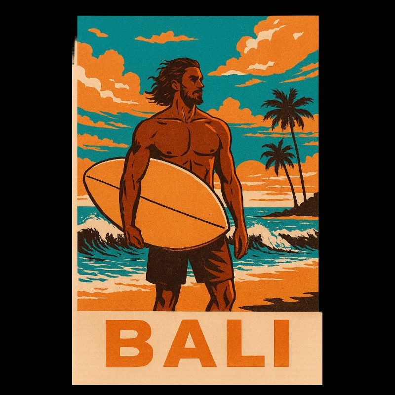Surfeurs sur la plage de Bali Coucher de soleil