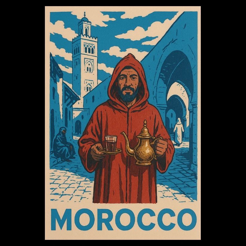 Traditional Morocco motif with tea lore