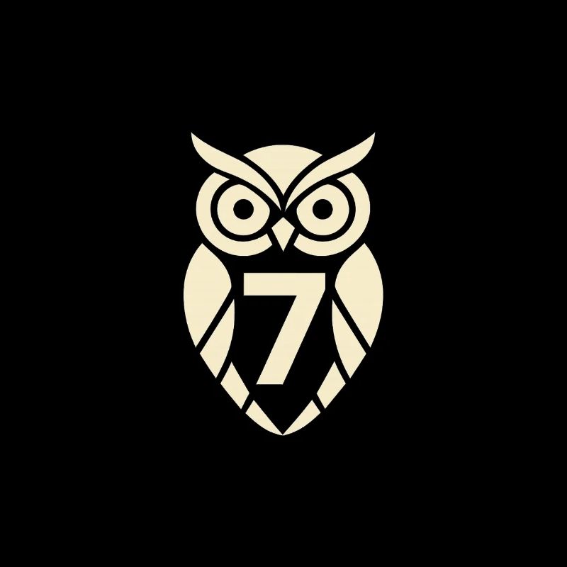 Minimalistische Eule mit Nummer Sieben Design