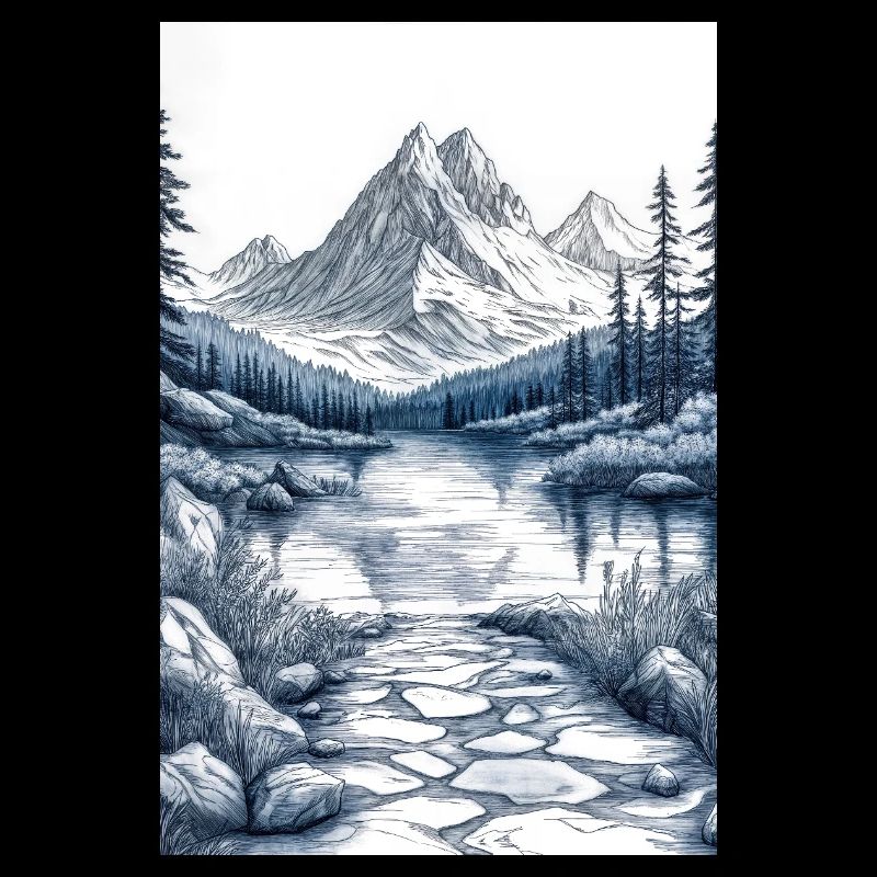Illustration einer Gebirgslandschaft