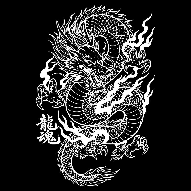 Traditioneller asiatischer Drache einfarbig 