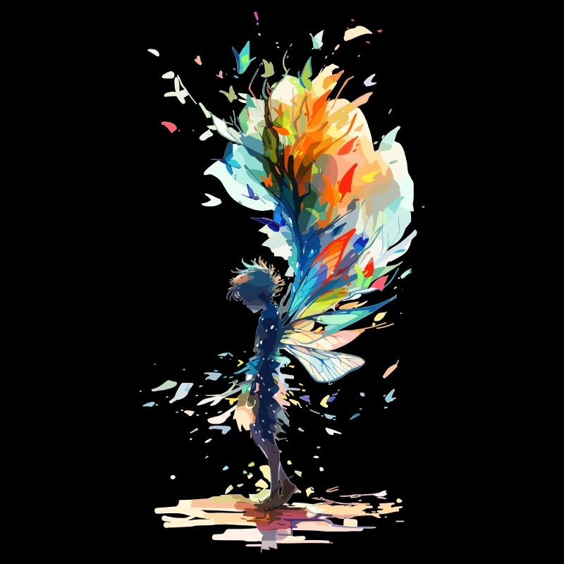 Colorful mythical creature fairy elf with wings