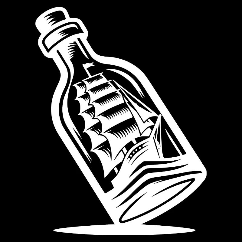 Ship in a bottle with set sails