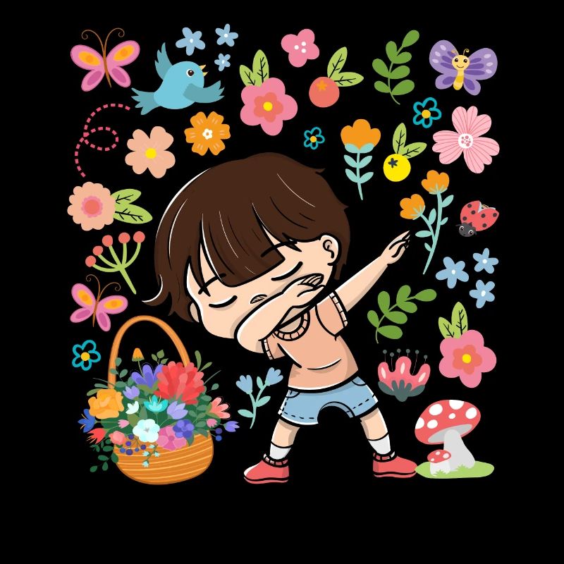 Dabbing Boy Hippie Bouquet Basket Spring