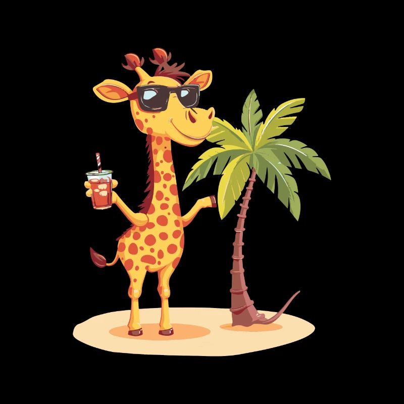 Giraffe Sommer Strand Comic