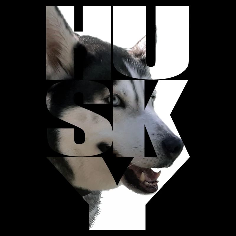 Lebendige Huskygestaltung mit Kopf und Text