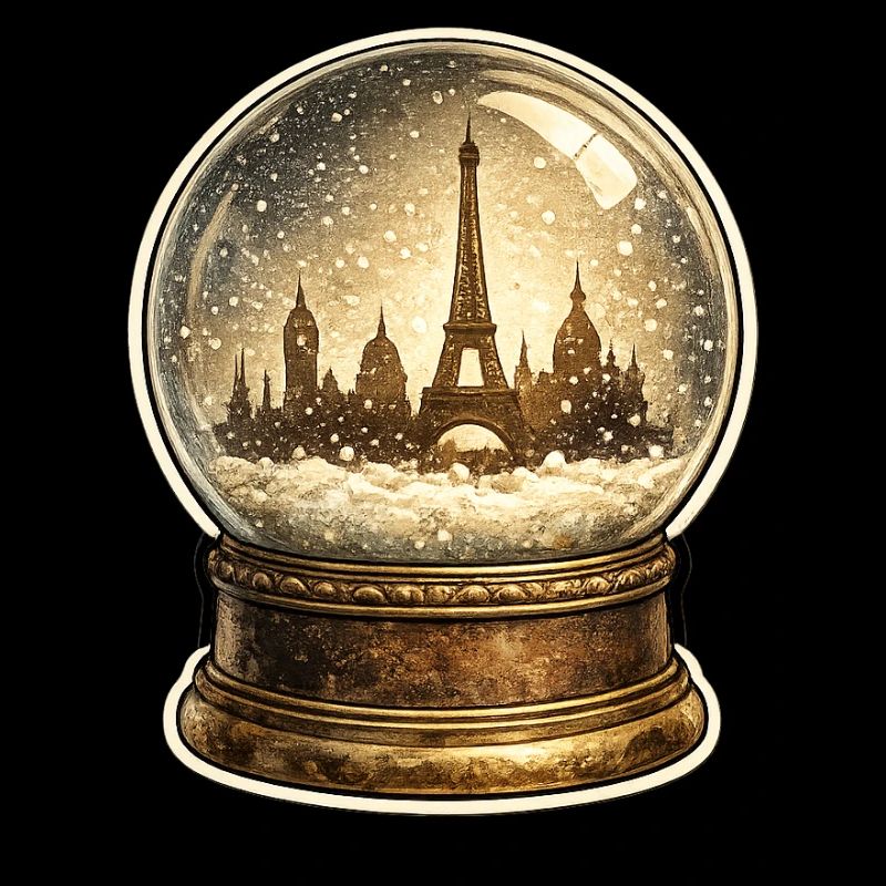 Snow globe Paris: Eiffel Tower in the snow