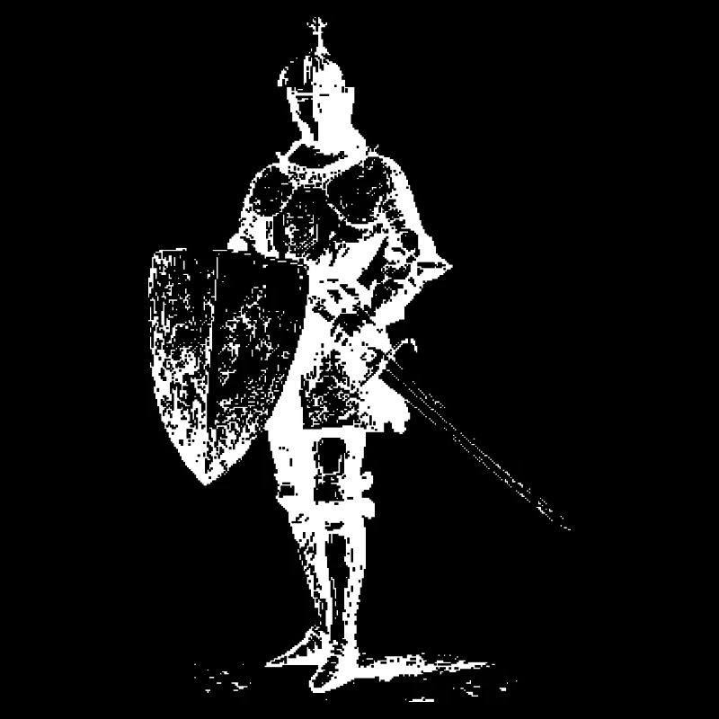 Knight Silhouette with Shield and Sword