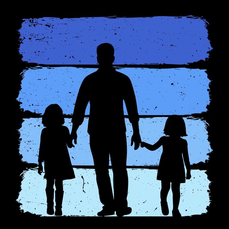 Père et deux filles Vintage Papa 2 Filles