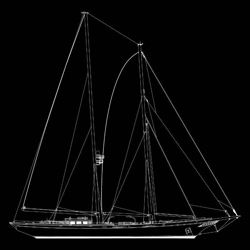 Classic Sailing Yacht Hand Drawn Drawing
