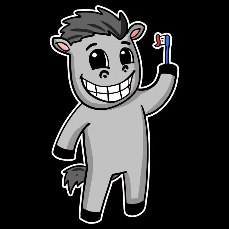 Horse with toothbrush