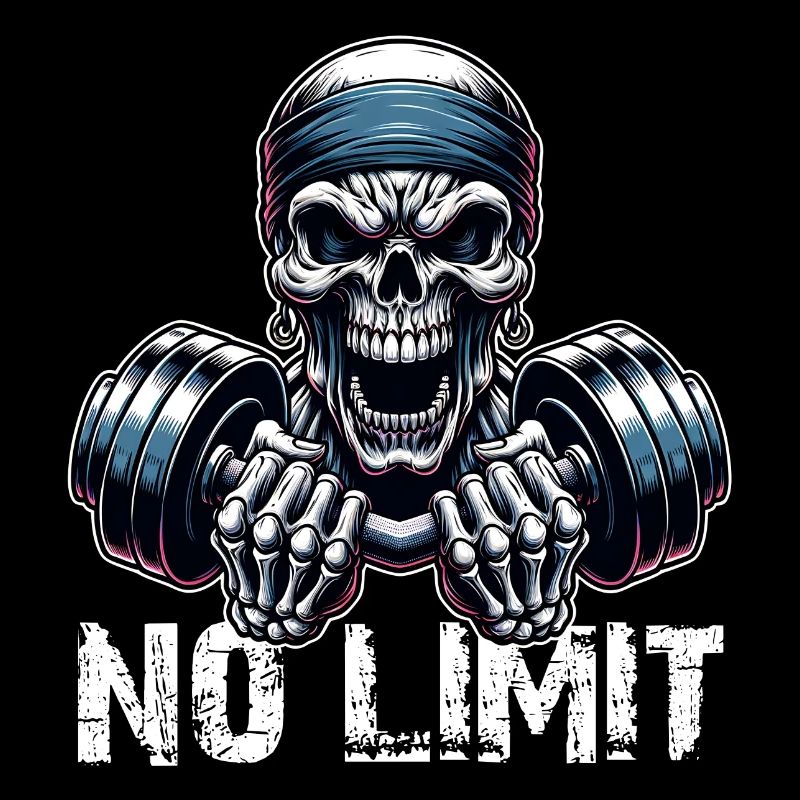 Crâne de musculation No Limit Workout avec haltère