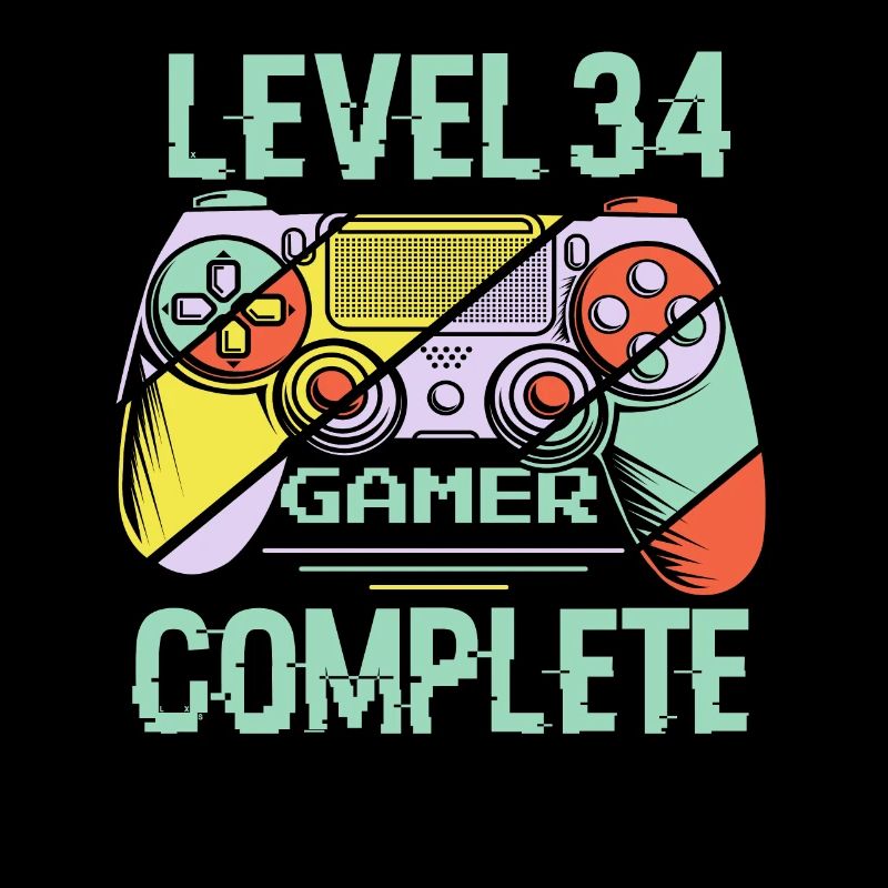 Niveau 34 complète 34 Ans Gamer Level 34 Complete
