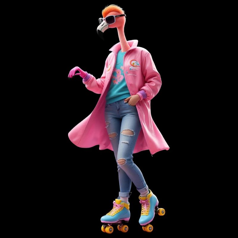 Rollerskating Flamingo