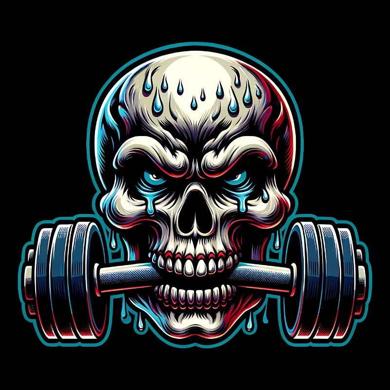 Crâne de musculation No Limit Workout avec haltère