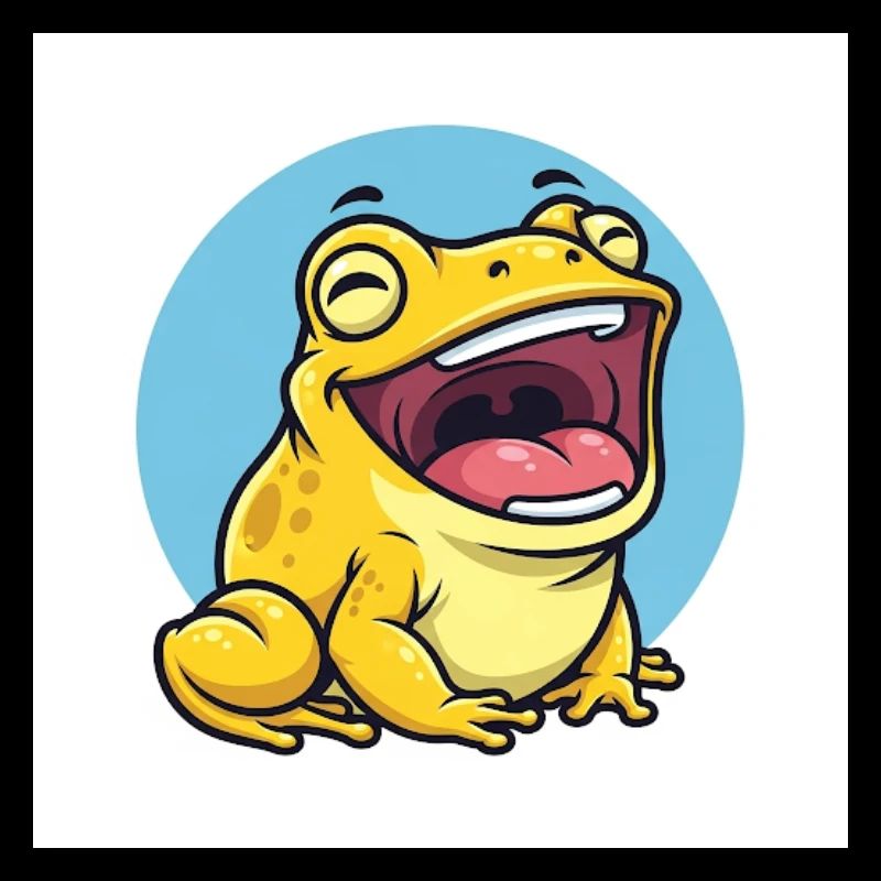 Laughing frog in cartoon style