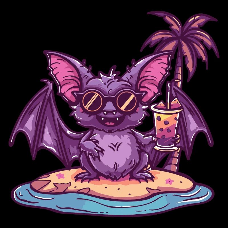 Fledermaus Sommer Strand Comic