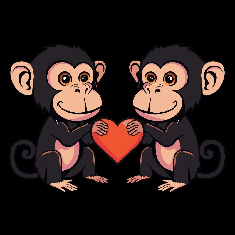 Monkey Couple In Love Valentine's Day