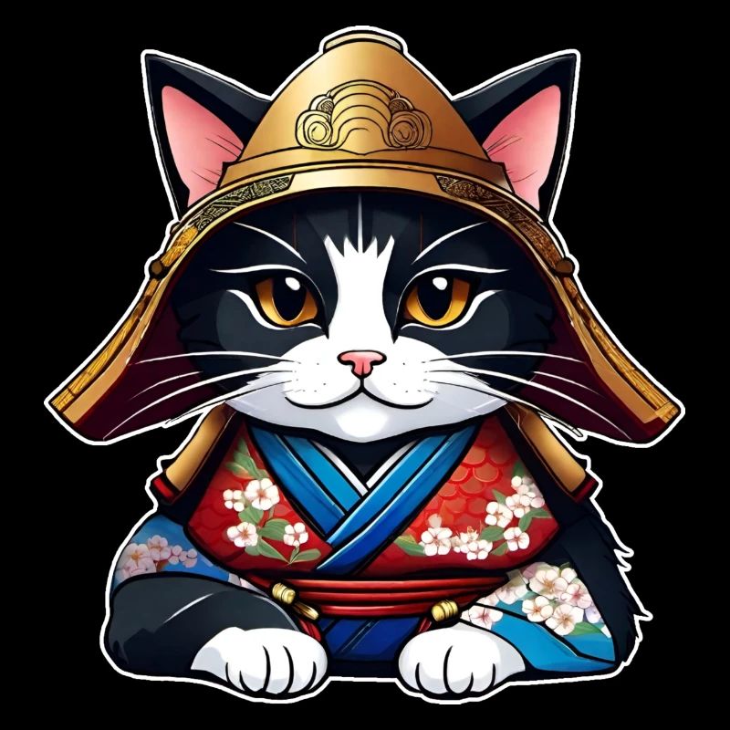 Mignon chat samouraï