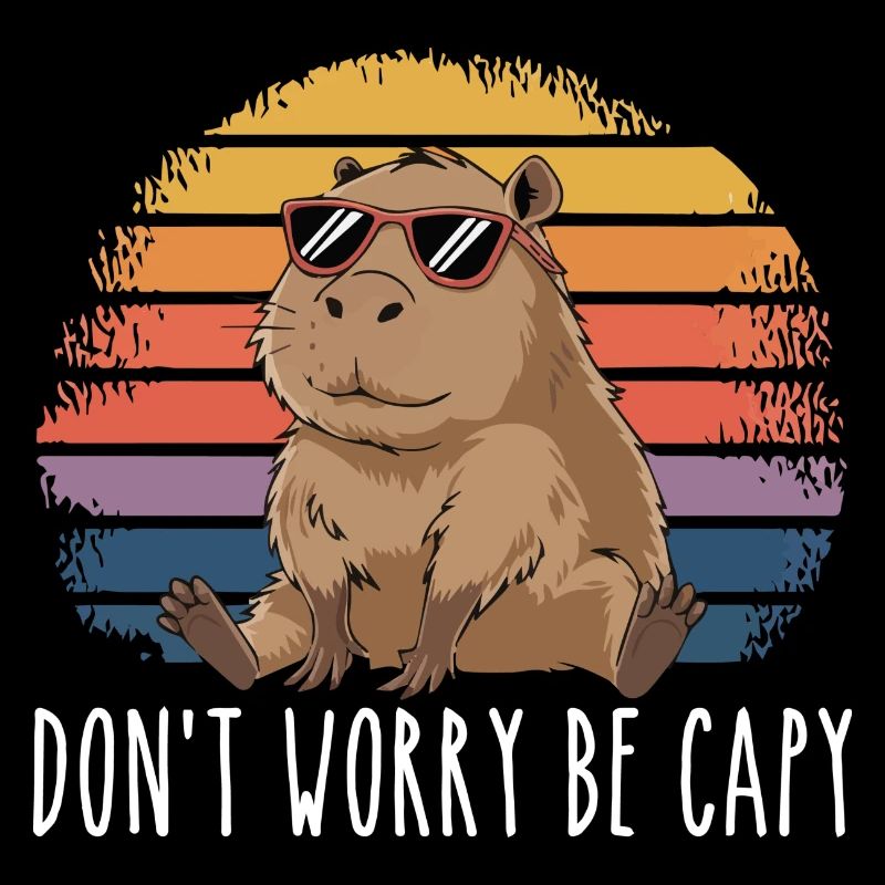 Retro Rodent Funny Capybara Dont Be Worry Be Capy