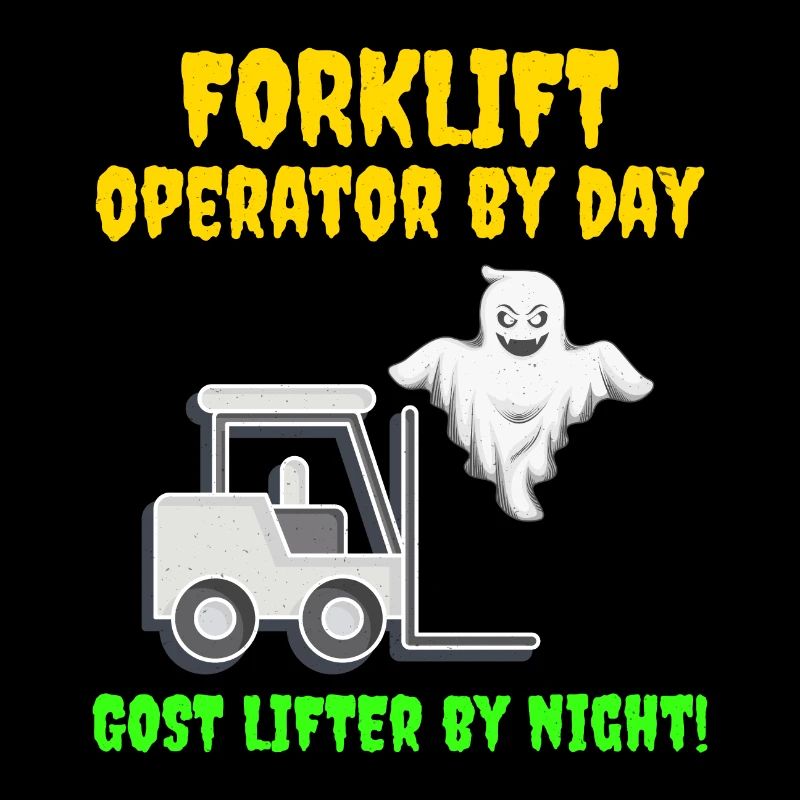 Halloween Ghost Forklift Operator Heavy Equipment