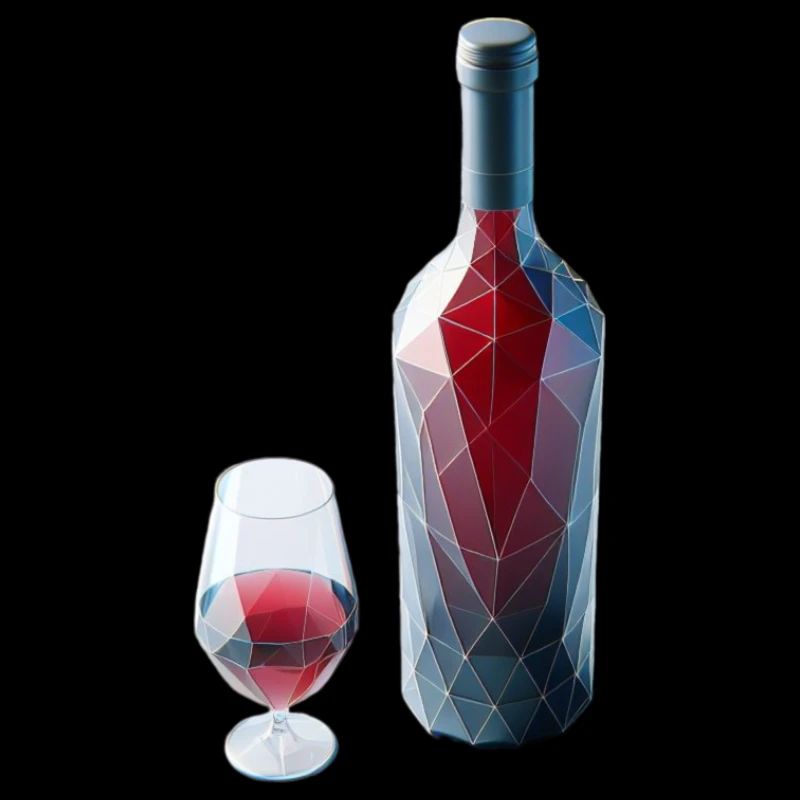 Weinflasche / Weinglas Polygon