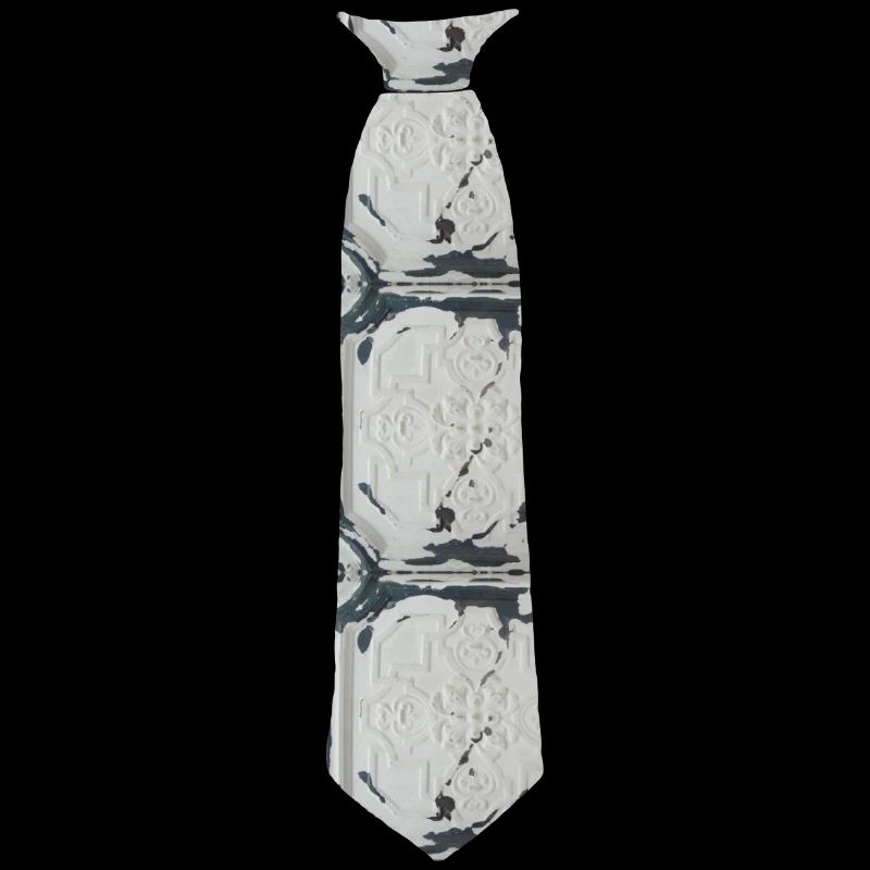 Gray Tie Pattern Smudging Style - Printed