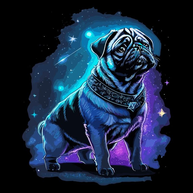 Neon Mops Hund Mitternachtszauber